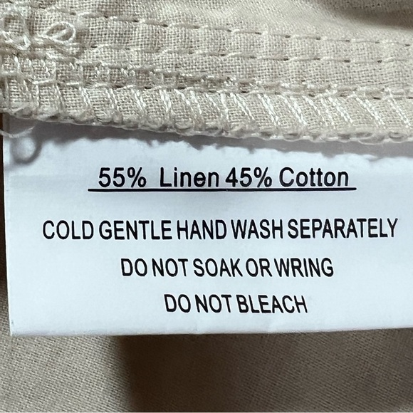 INDIKAH by Angel Biba Nude Low Cut U-neck Ruffle Linen Blend Mini Dress Medium - Picture 13 of 14